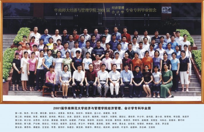 2001届华南师范大学经济与管理学院经济管理、会计学专科毕业照