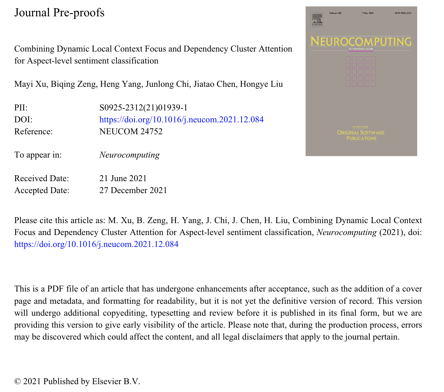 20220104 我院NLP团队研究生徐马一在Neurocomputing期刊上发表最新研究成果论文1.png