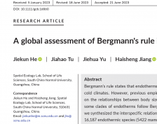 博鱼体育官方网站江海声教授团队揭示贝格曼法则在全球内温动物中的适用性